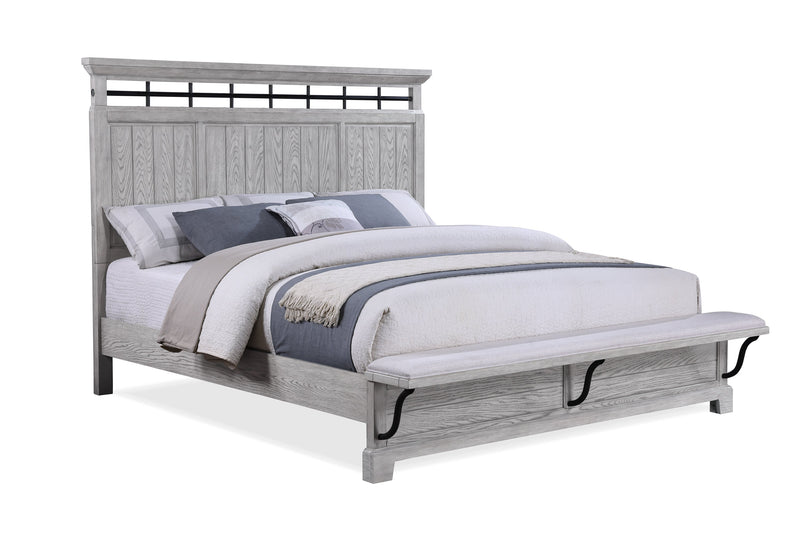 Beckett Rustic Gray Queen Footboard Bench Panel Bed - Lara FurnitureQueen Bed