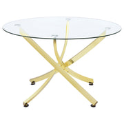 Beckham Round 46-inch Glass Top Dining Table Brass - 108441