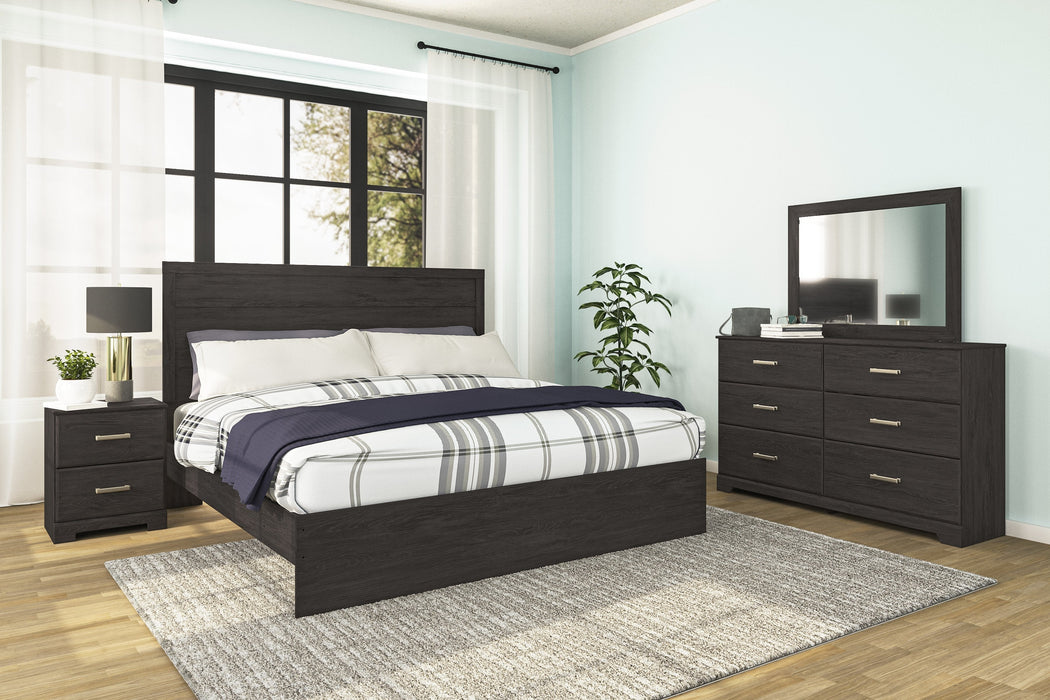 Belachime Black King Panel Bed - Gate FurnitureKing Bed