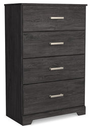 Belachime Charcoal King Panel Bed, Dresser, Chest and 2 Nightstands - B2589B14