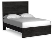 Belachime Full Panel Bed with 2 Nightstands in Charcoal - PKG018419