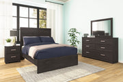Belachime Full Panel Bed with 2 Nightstands in Charcoal - PKG018419