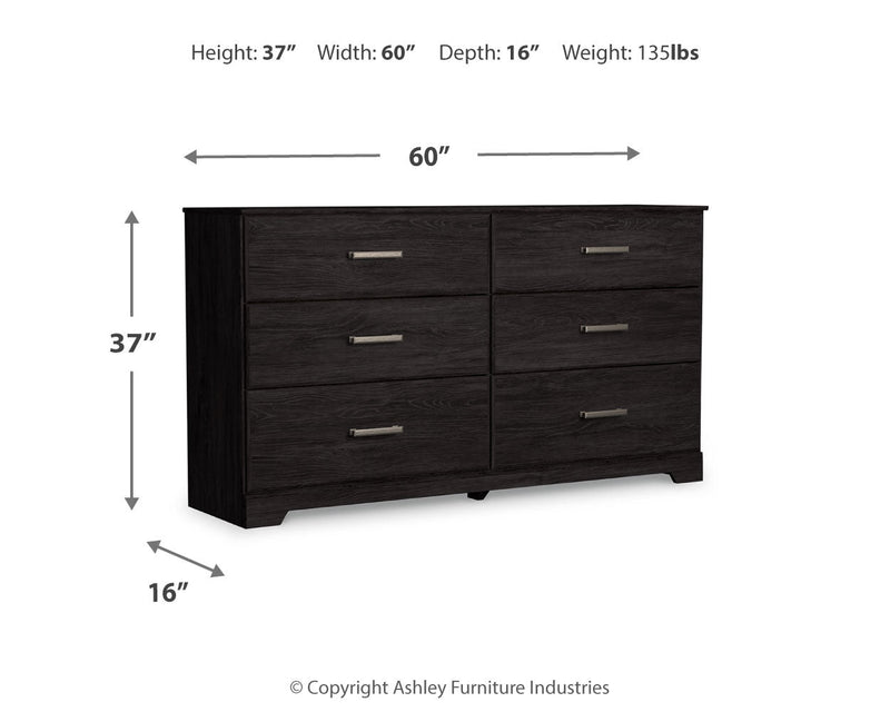Belachime Full Panel Bed with Dresser in Charcoal - PKG018417