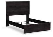 Belachime Full Panel Bed with Mirrored Dresser and Chest in Charcoal - PKG018415