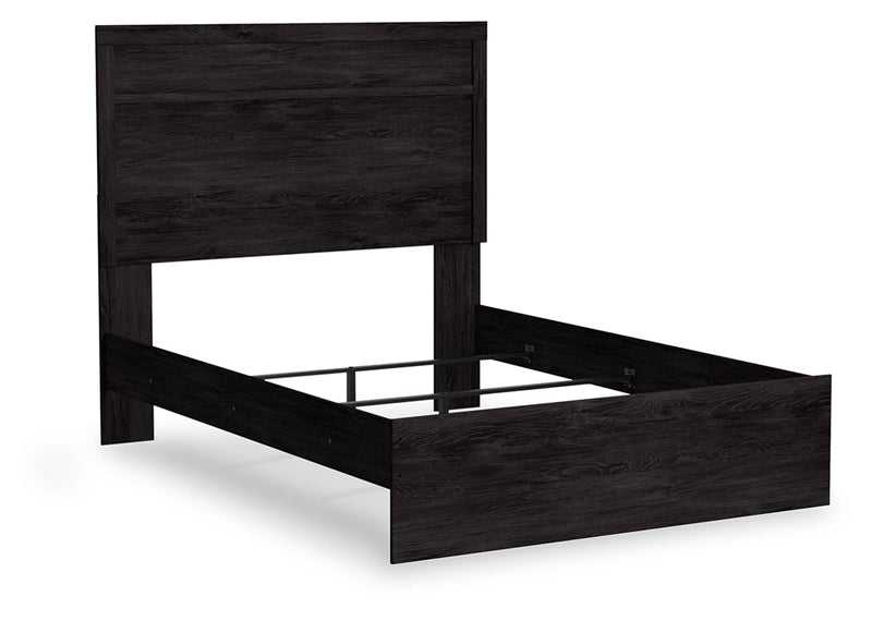 Belachime Full Panel Bed with Mirrored Dresser and Chest in Charcoal - PKG018415