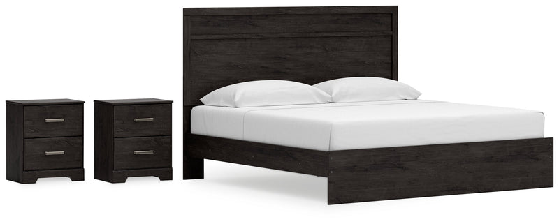 Belachime King Panel Bed with Dresser and 2 Nightstands in Charcoal from Ashley - Lara Furniture