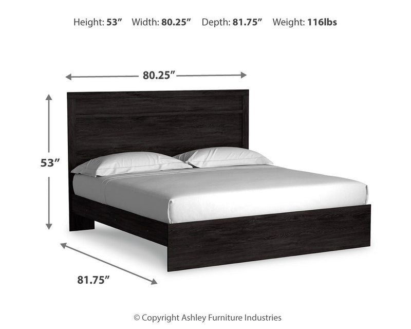 Belachime King Panel Bed with Dresser and 2 Nightstands in Charcoal from Ashley - Lara Furniture