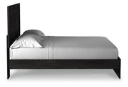 Belachime King Panel Bed with Mirrored Dresser and 2 Nightstands in Charcoal - PKG018403