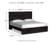 Belachime King Panel Bed with Mirrored Dresser, Chest and 2 Nightstands in Charcoal from Ashley - Lara Furniture
