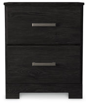 Belachime King Panel Bed with Mirrored Dresser, Chest and 2 Nightstands in Charcoal from Ashley - Lara Furniture