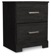 Belachime King Panel Bed with Mirrored Dresser, Chest and 2 Nightstands in Charcoal from Ashley - Lara Furniture