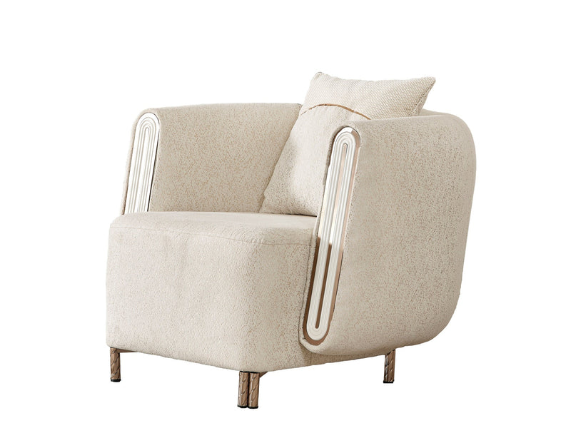 Bella 3-pieces (Sofa & Loveseat & Chair) Livingroom Set Cream in Cream - 101-BEL-55429-321