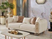 Bella 3-pieces (Sofa & Loveseat & Chair) Livingroom Set Cream in Cream - 101-BEL-55429-321