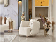 Bella 3-pieces (Sofa & Loveseat & Chair) Livingroom Set Cream in Cream - 101-BEL-55429-321