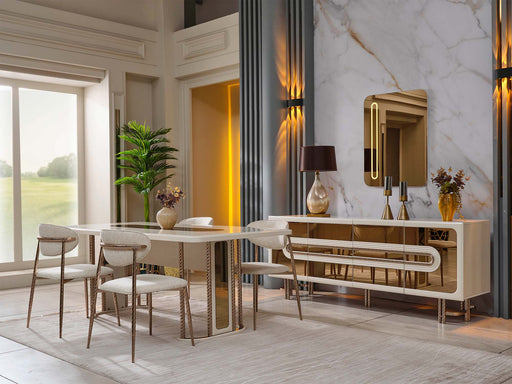 Bella Diningroom (Consol With Mirror & Dining Table & 6 Dining Chair) - 200-SAN-BEL-DT-6-SET