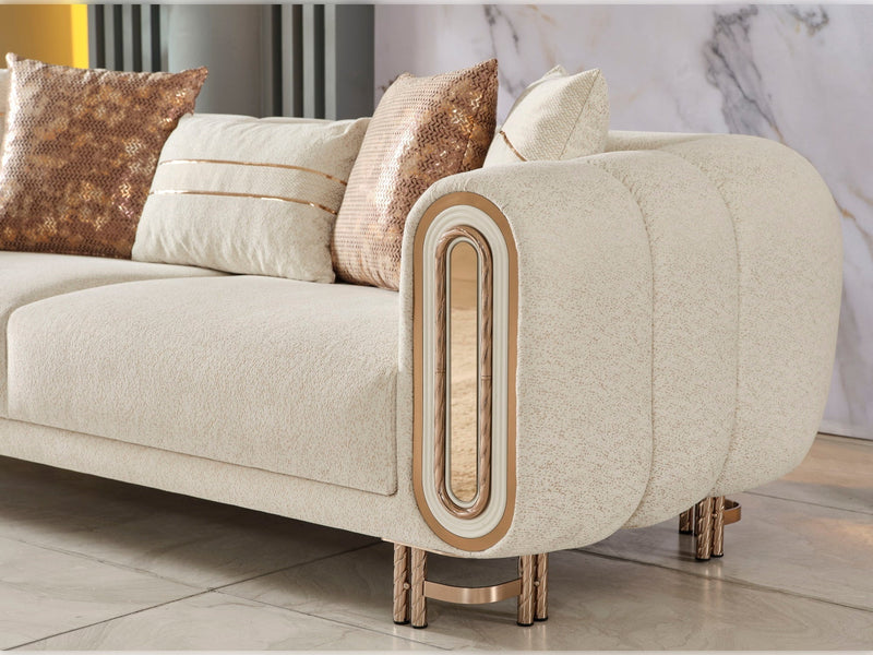 Bella Stationary Loveseat Cream in Cream - 101-BEL-55429-2