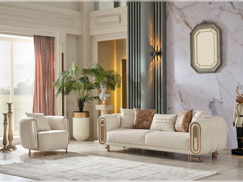 Bella Stationary Sofa Cream in Cream - 101-BEL-55429-3
