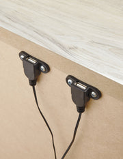 Bellaby King Crossbuck Panel Bed with Mirrored Dresser, Chest and 2 Nightstands in Whitewash from Ashley - Lara Furniture
