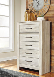 Bellaby King Panel Bed with Mirrored Dresser and Chest in Whitewash - PKG004735