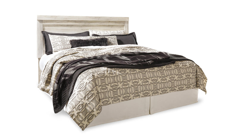 Bellaby King Panel Headboard Bed with Mirrored Dresser and Chest in Whitewash - PKG004650