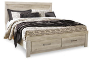 Bellaby King Platform Bed with 2 Storage Drawers with Dresser in Whitewash - PKG004744