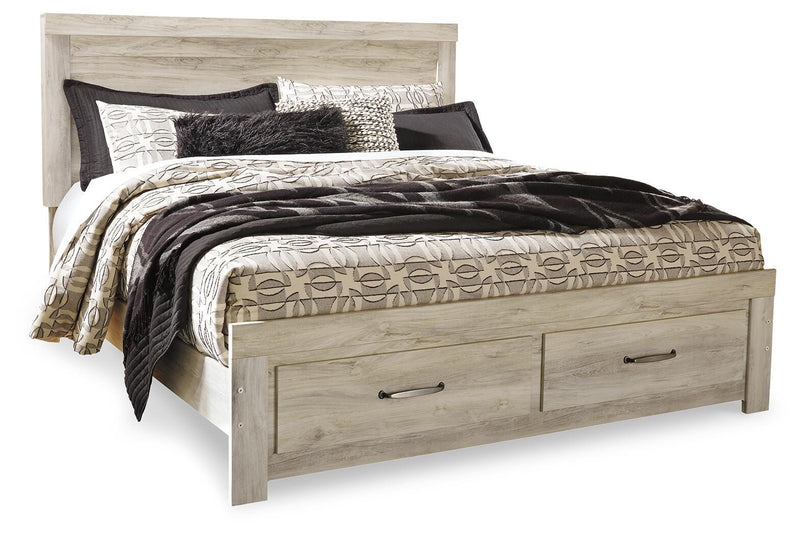 Bellaby King Platform Bed with 2 Storage Drawers with Dresser in Whitewash - PKG004744