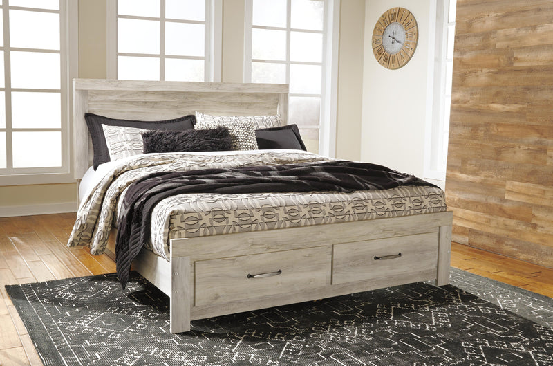 Bellaby King Platform Bed with 2 Storage Drawers with Dresser in Whitewash - PKG004744