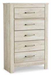 Bellaby Queen Crossbuck Panel Bed with Mirrored Dresser and Chest in Whitewash - PKG004727