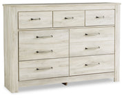 Bellaby Queen Panel Bed with Dresser and Nightstand in Whitewash from Ashley - Lara Furniture