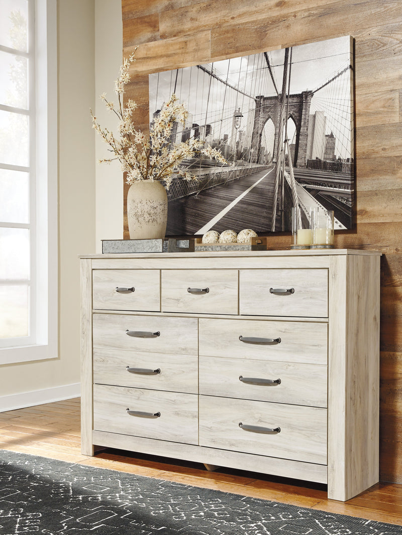 Bellaby Queen Panel Bed with Dresser and Nightstand in Whitewash from Ashley - Lara Furniture