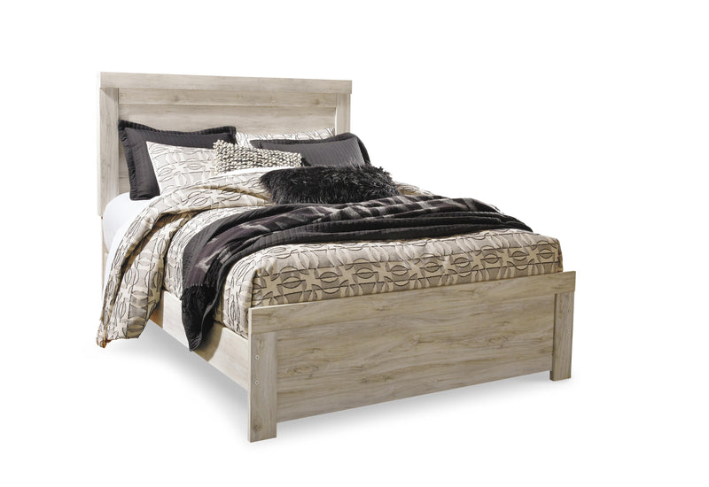 Bellaby Queen Panel Bed with Mirrored Dresser, Chest and Nightstand in Whitewash - PKG004714