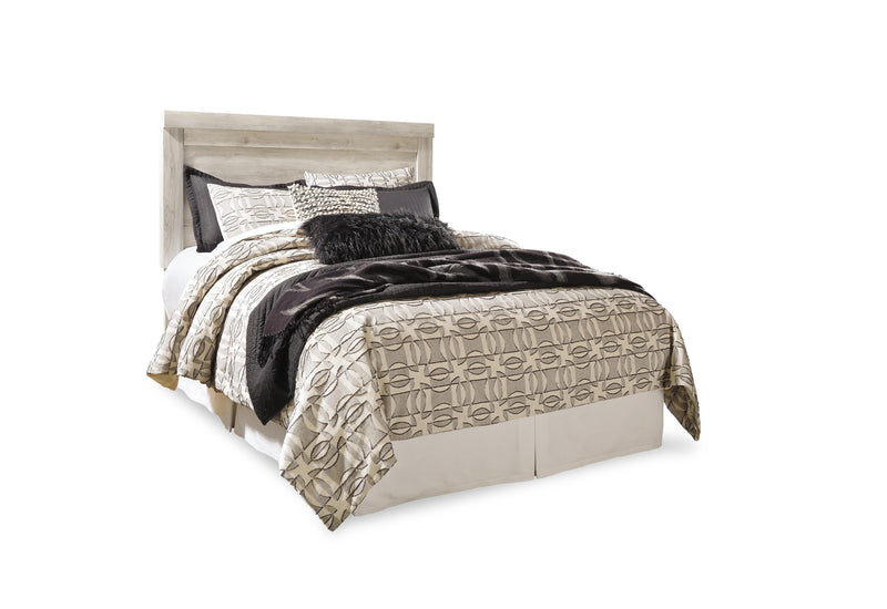 Bellaby Queen Panel Headboard Bed with Mirrored Dresser and 2 Nightstands in Whitewash - PKG004638