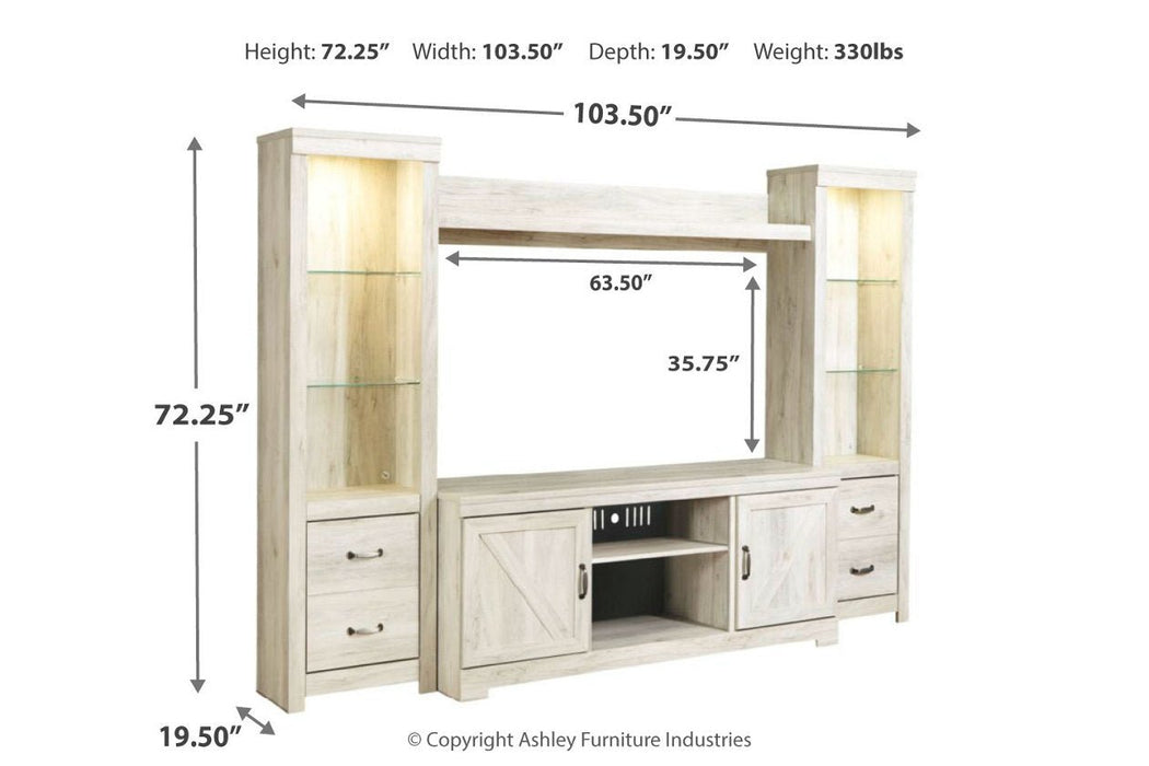 Bellaby Whitewash 4 - Piece Entertainment Center - Gate FurnitureEntertainment Center