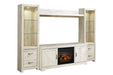 Bellaby Whitewash 4 - Piece Entertainment Center with Electric Fireplace - Gate FurnitureEntertainment Center