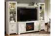 Bellaby Whitewash 4 - Piece Entertainment Center with Electric Fireplace - Gate FurnitureEntertainment Center