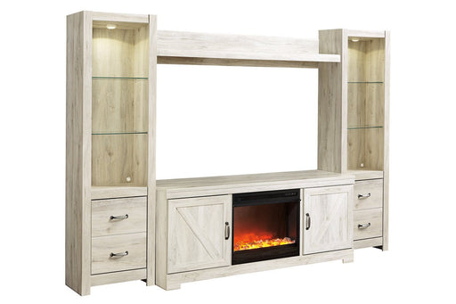 Bellaby Whitewash 4 - Piece Entertainment Center with Fireplace - Gate FurnitureEntertainment Center