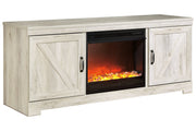 Bellaby Whitewash 63" TV Stand with Fireplace - Lara FurnitureTV Stand