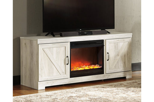Bellaby Whitewash 63" TV Stand with Fireplace - Gate FurnitureTV Stand