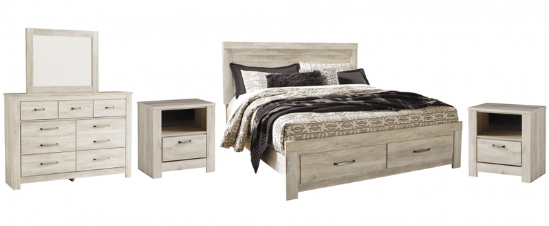 Bellaby Whitewash Footboard Storage Platform Bedroom Set - Lara FurnitureBedroom Set