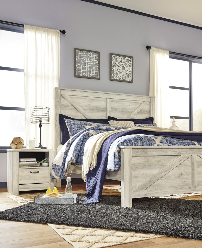 Bellaby Whitewash King Crossbuck Panel Bed - Lara FurnitureKing Bed