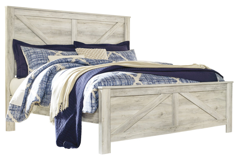 Bellaby Whitewash King Crossbuck Panel Bed - Lara FurnitureKing Bed