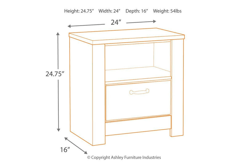 Bellaby Whitewash Nightstand - Lara FurnitureNightstand