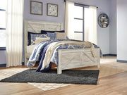 Bellaby Whitewash Queen Crossbuck Panel Bed, Dresser, Mirror and 2 Nightstands - B331B13