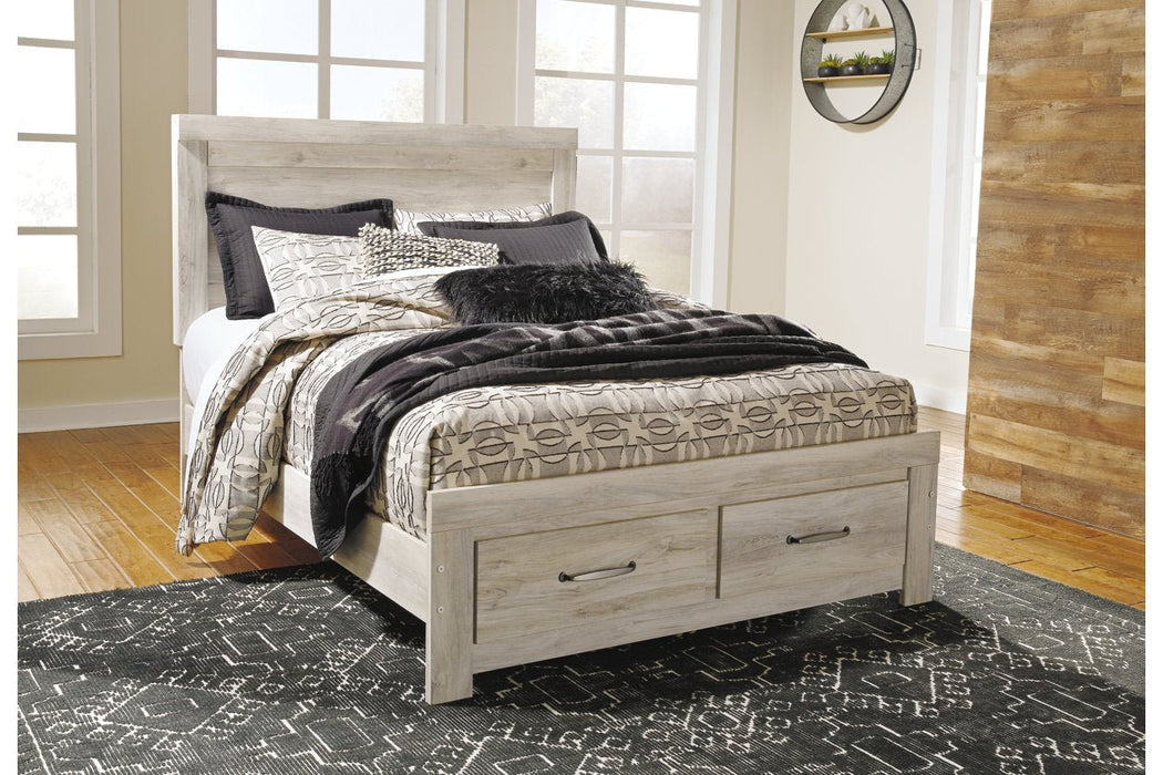 Bellaby Whitewash Queen Platform Bed with 2 Storage Drawers - Gate FurnitureQueen Bed