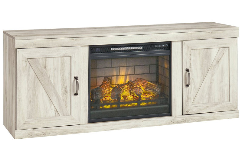 Bellaby Whitewash TV Stand with Electric Fireplace - Lara FurnitureTV Stand