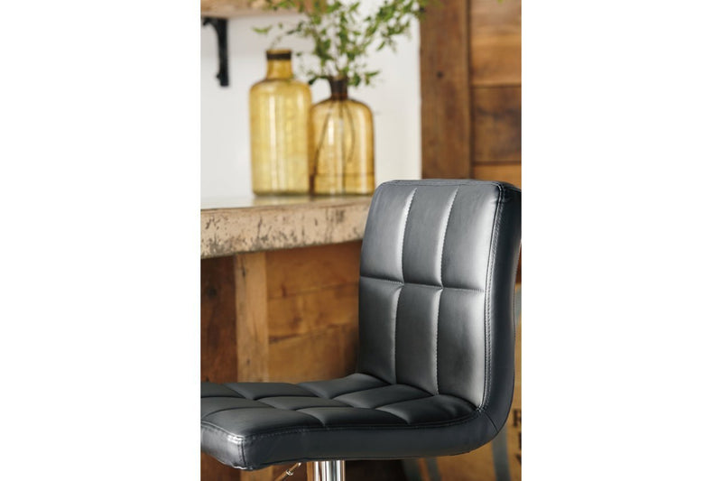 Bellatier Black/Chrome Finish Adjustable Height Bar Stool (Set of 2) - Lara FurnitureBarstool