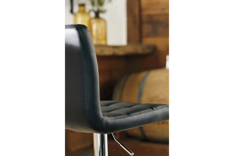 Bellatier Black/Chrome Finish Adjustable Height Bar Stool (Set of 2) - Lara FurnitureBarstool