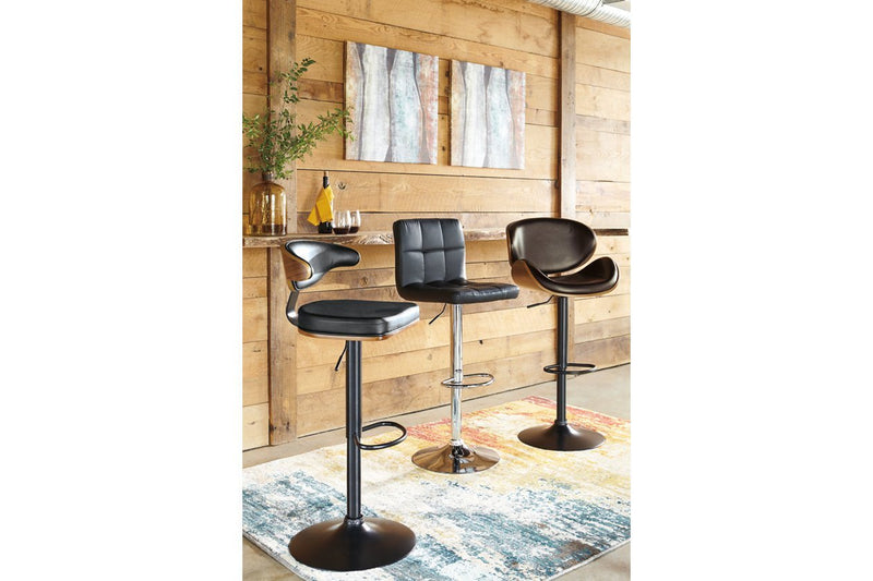 Bellatier Black/Chrome Finish Adjustable Height Bar Stool (Set of 2) - Lara FurnitureBarstool