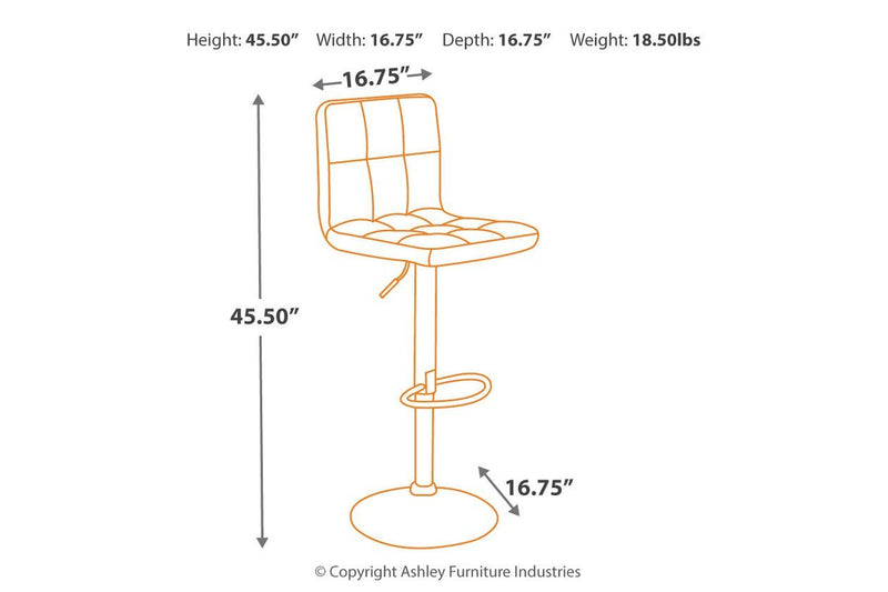 Bellatier Black/Chrome Finish Adjustable Height Bar Stool (Set of 2) - Lara FurnitureBarstool