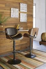 Bellatier Brown Adjustable Height Bar Stool - Lara FurnitureBarstool